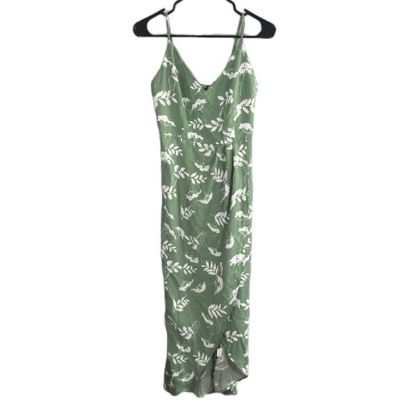 CMZ2005 Green Floral Sleeveless V-Neck Stretch Long Maxi Dress Women Sz XS - Picture 1 of 10
